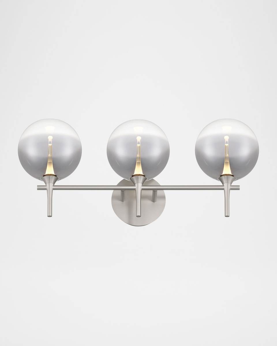 Lissa 24" 3-Light LED Vanity Light, Nickel/Smoke